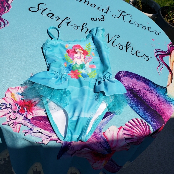 Little Mermaid bathing suit & Mermaid in training top. - Picture 3 of 11